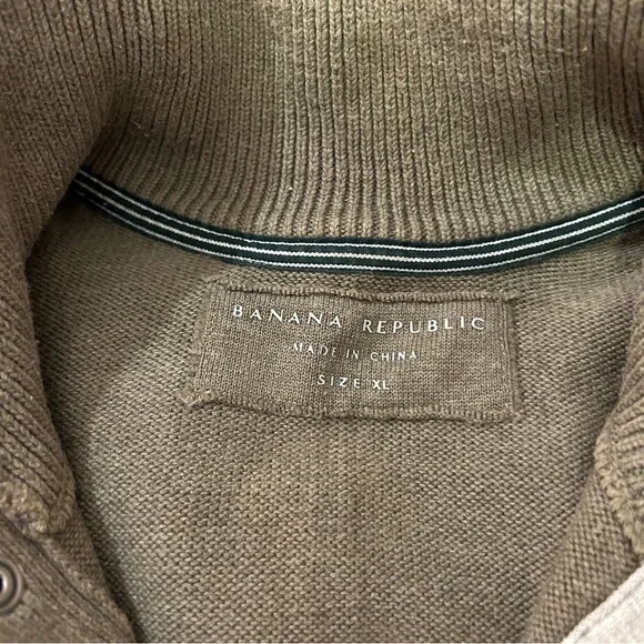 Banana Republic Men’s Sweater Long Sleeve Snap Henley Size XL Olive - Picture 3 of 9